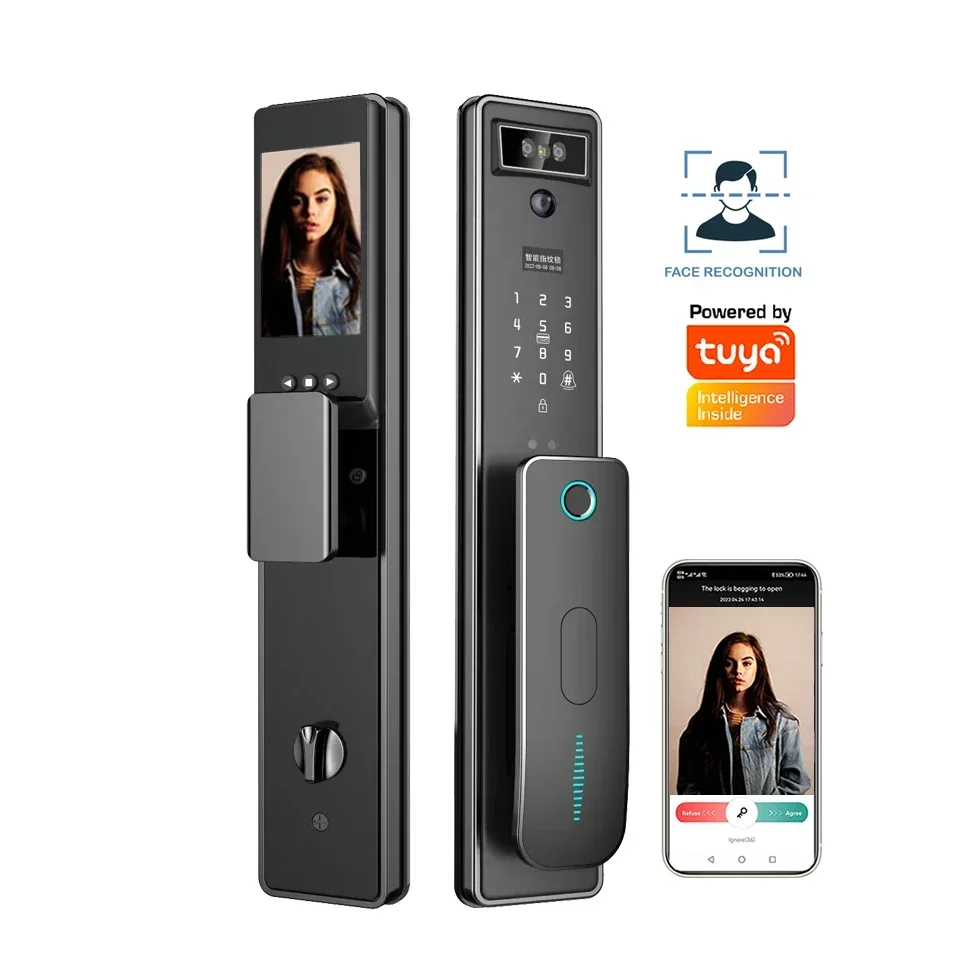 Tuya APP 3D Face Recognition Smart Door Lock Full Automatic Biometric Fingerprint Wifi Smart Lock with Scanner Face Camera