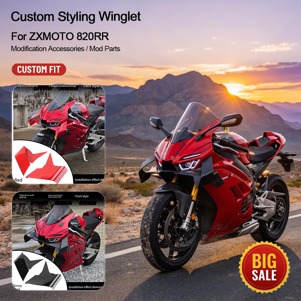 Custom Aggressive Look Aerodynamic Winglet Side Fairing Spoiler New Upgrade Motorcycle Mod Parts for ZXMOTO 820RR