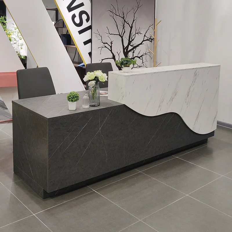 *#o  Design Custom Reception Desk High Gloss Painting Welcome Company Consultation Desk Cashier Counter Factory Hot Selling