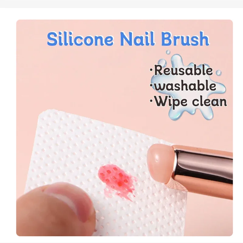 1Pcs Nail Art Silicone Brush Reusable Mirror Powder Pigment Applying Manicure Tool Gradient Effect Nail Arts Silicone Applicator