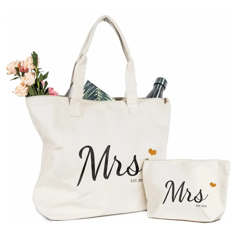 

Future Mrs Bride Canvas Tote Bag, Bridal Shower Gifts for Bride, Engagament Wedding Shoulder Bag with Zipper