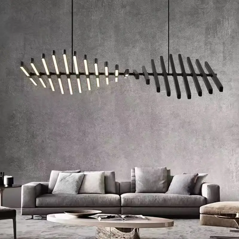 European style Light-emitting diode Linear Creative design chandelier,APP with RC Dimmable lustre Ceiling for dining room