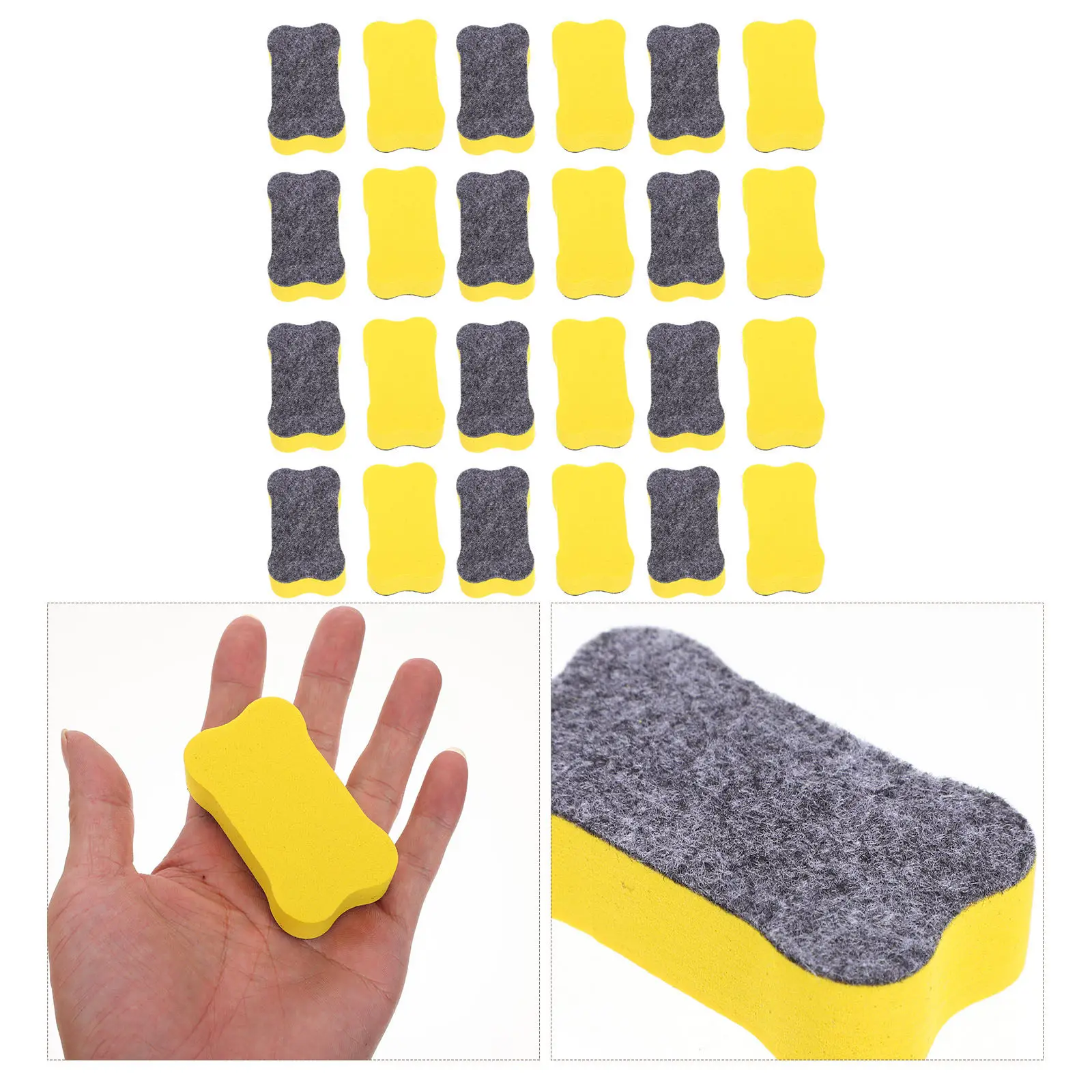 24Pcs Portable Whiteboard Erasers Dry Erase Erasers Eva Felt Cloth Bone Shaped Lightweight Washable Dust Free for Office Home