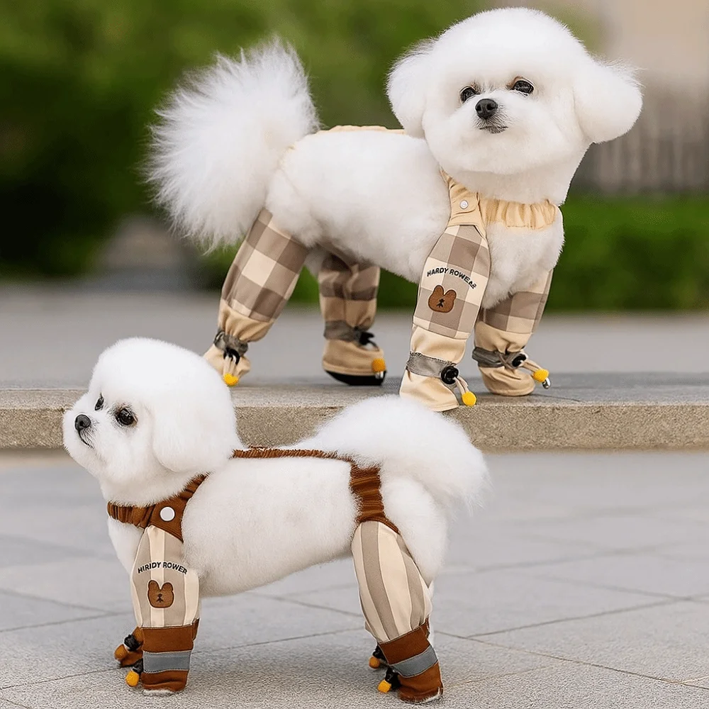 

Full Leg Protection Reflective Stripe Pet Pants Adjustable Dustproof Pet Strolling Pants Anti-Slip Waterproof Dog Jumpsuit Shoes