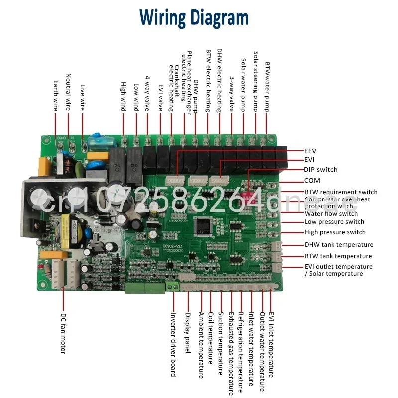 Universal Air Source Inverter Heat Pump Controller EEV Pcb Board