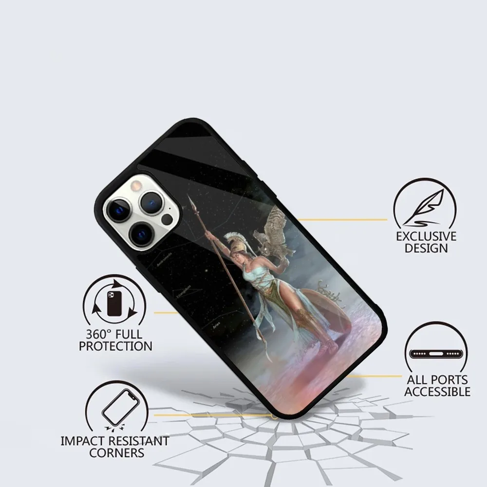 Abstract Greek Mythology Athena Phone Case For iPhone 15,14,13,12,11,Plus,Pro,Max Mini Magsafe Magnetic Wireless Charging