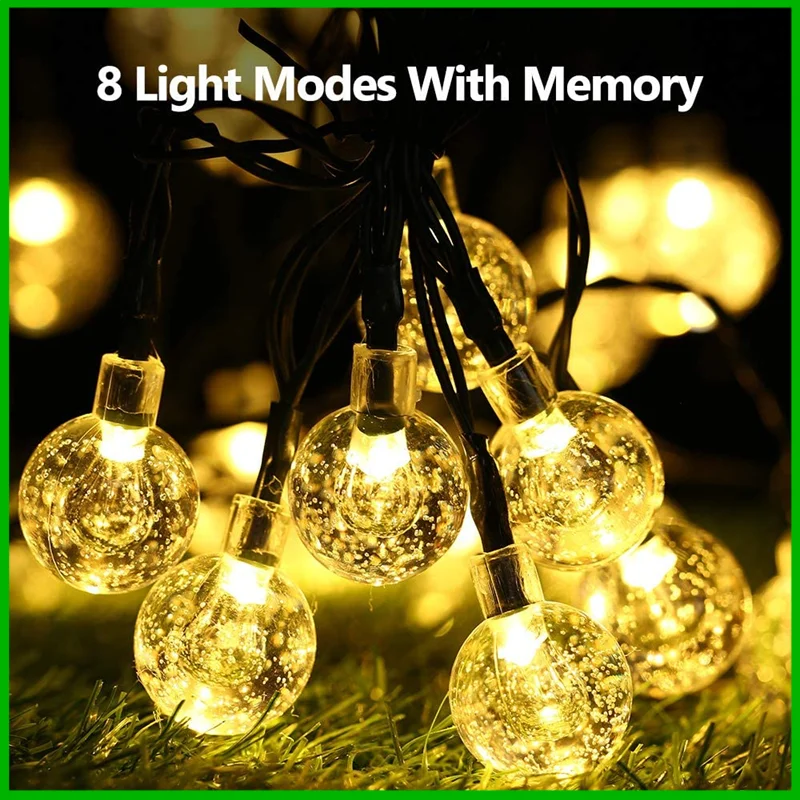 Solar String Lights 8 Modes Outdoor Waterproof Solar Powered Patio Light for Garden Party Halloween Decoration 2023