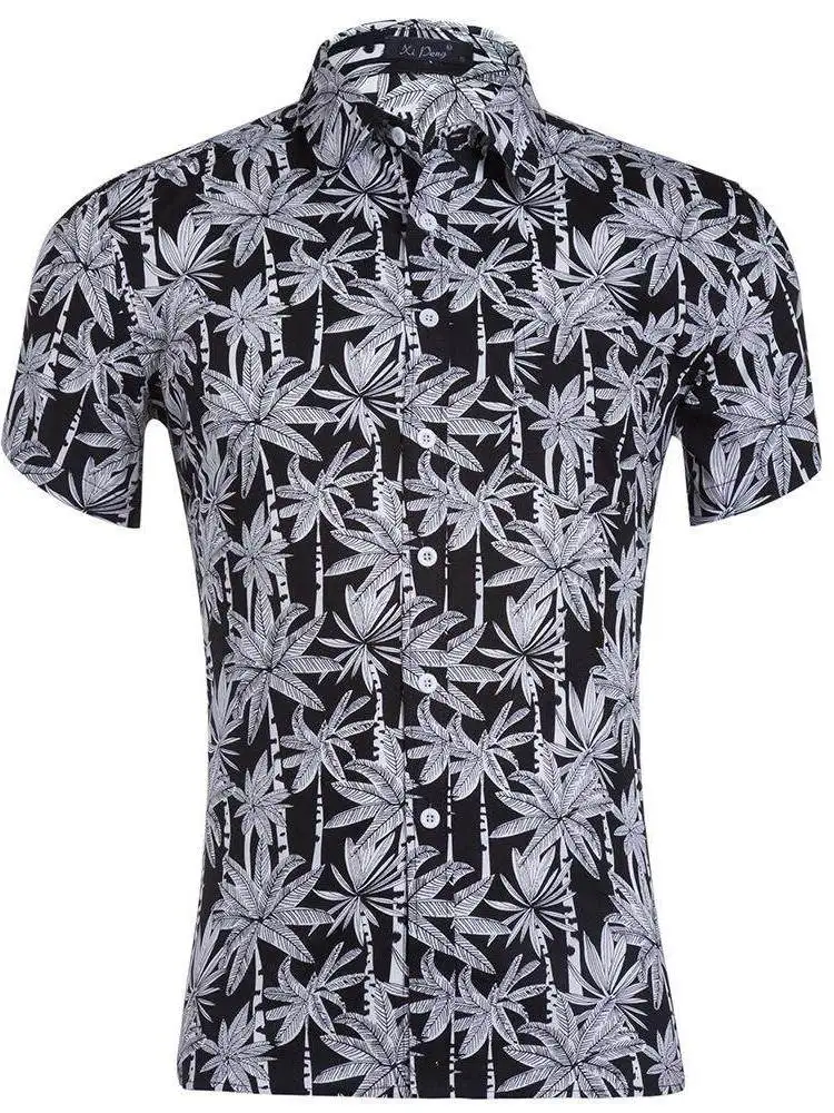

plus Size Printed Men's Beach Shirt Cotton Short Sleeve Neck Citywalk Fashion Summer Lightweight Deformation Resistant