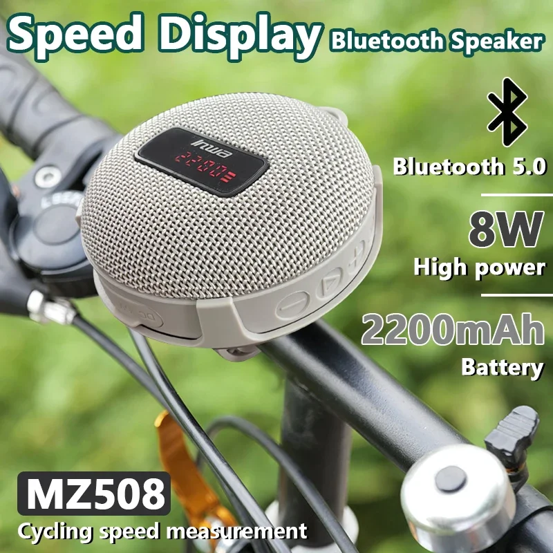 8W High Power Bicycle LED Digital Display Wireless Bluetooth Speaker Portable Outdoor Column IPX7 Waterproof Subwoofer Hand Free