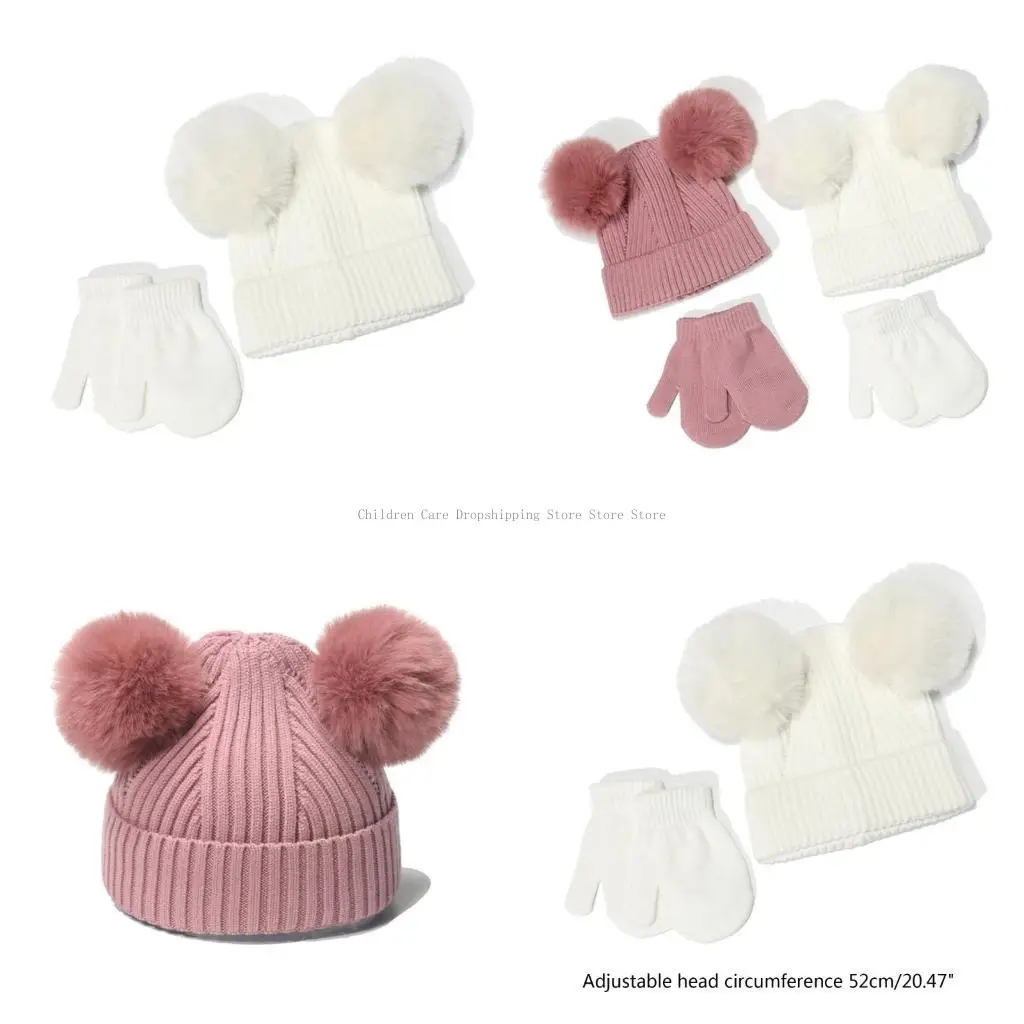 

Windproof Hat Autumn Gloves Set Cozy Knitting Mittens for Head Clothing Accessor