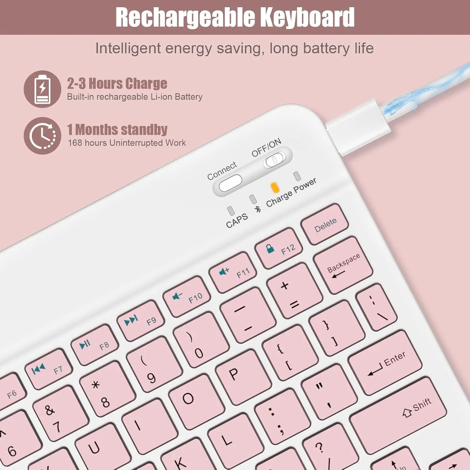 Ultra Thin Wireless Bluetooth Keyboard Rechargeable Universal Portable Mute for for iPad Android Samsung Xiaomi Tablets 10inch