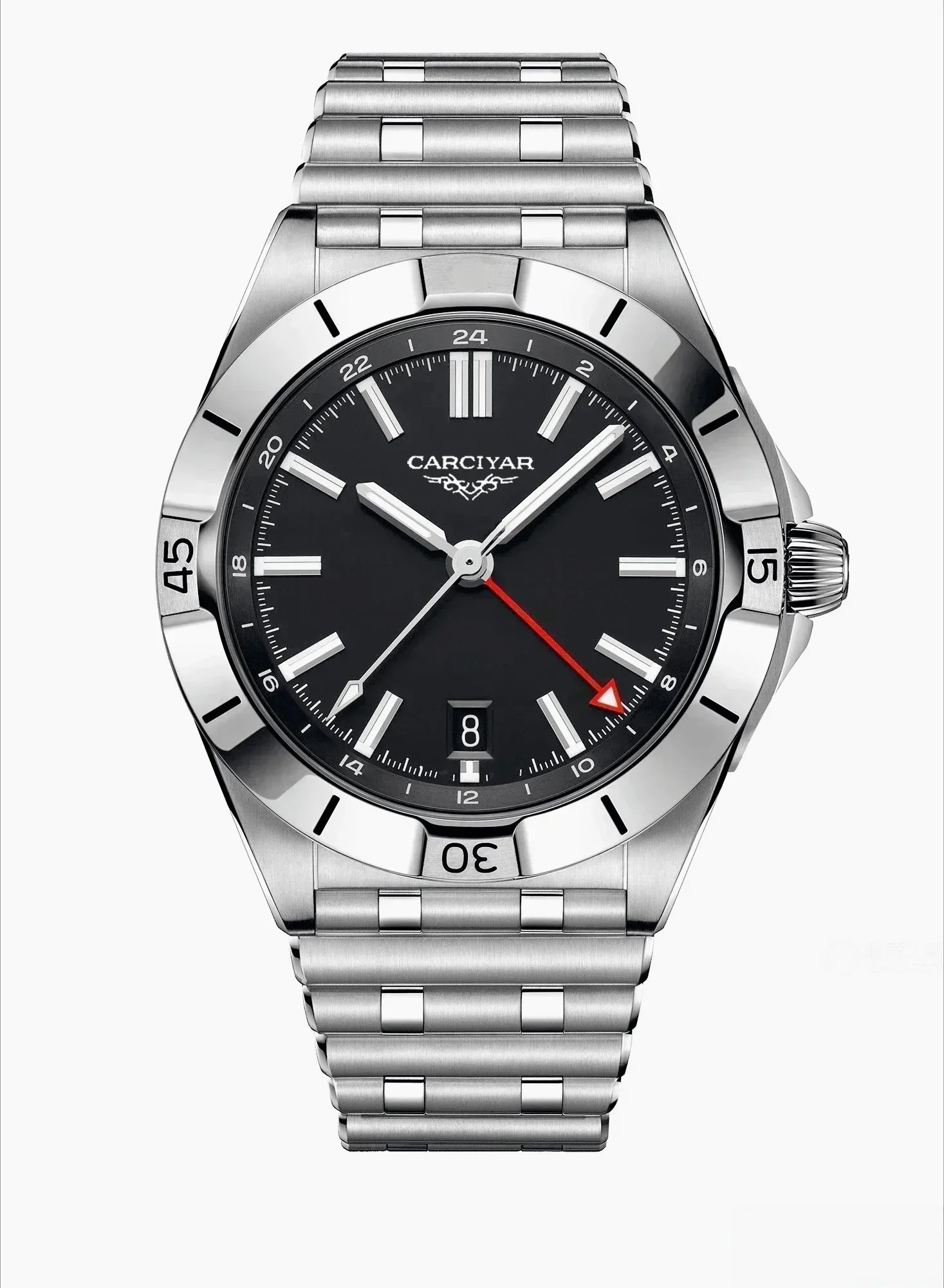 A188 Store 46MM Men's Mechanical Sports Watch with Full-Featured World Time, 904L Stainless Steel