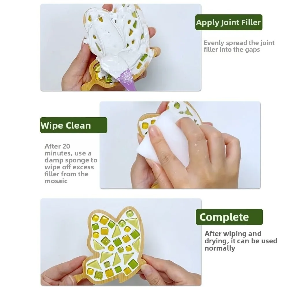 Mixed Color DIY Mosaic Coaster Glass Mosaic Bamboo Drinking Cup Pad Heat-resistant Non-Slip Handmade Drinkware Tray Kindergarten