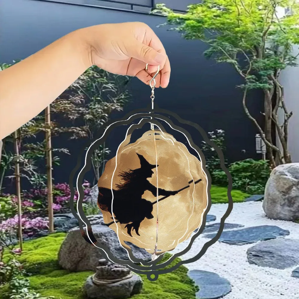 CIFBUY Metal Wind Chime 360 Degree Rotating Wind Spinner 3D Shiny Kaleidoscope Outdoor Garden Yard Patio Hook Decor