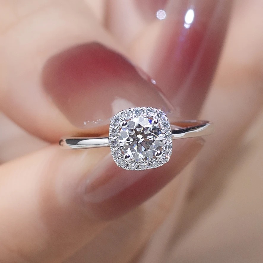 

Messi Jewelry 18k Gold 0.7ct Round Cut Lab Grown Diamond Women Jewelry Ring halo Engagement Ring Style MSR-918