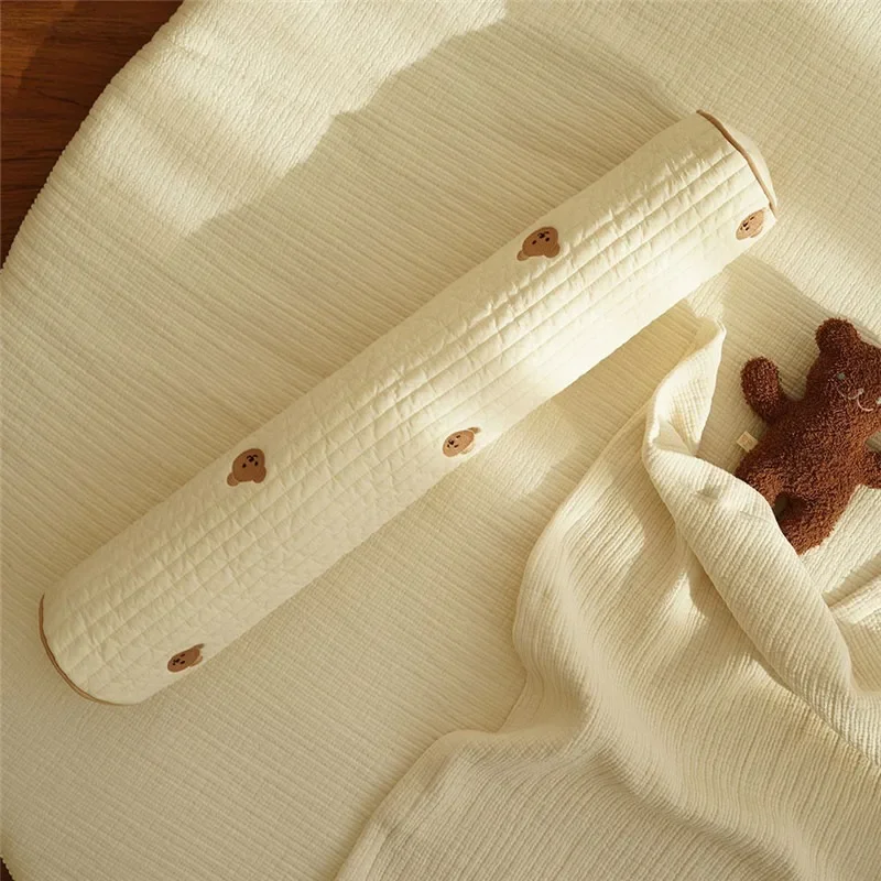 وسادة محيطة لسرير الأطفال حديثي الولادة مضادة للركل - سدادة سرير متقلب من القطن الخالص قابلة للفصل لحماية جدار سرير الأطفال للتهدئة