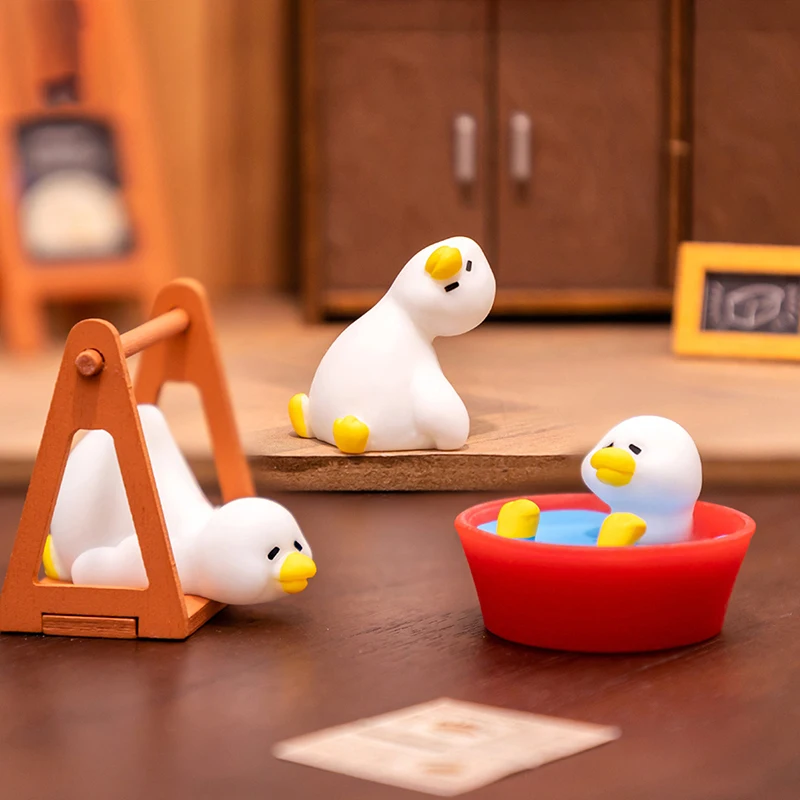 Figuritas en miniatura de pato blanco para decoración del hogar, adornos de micropaisaje de animales, accesorios de jardinería, escritorio