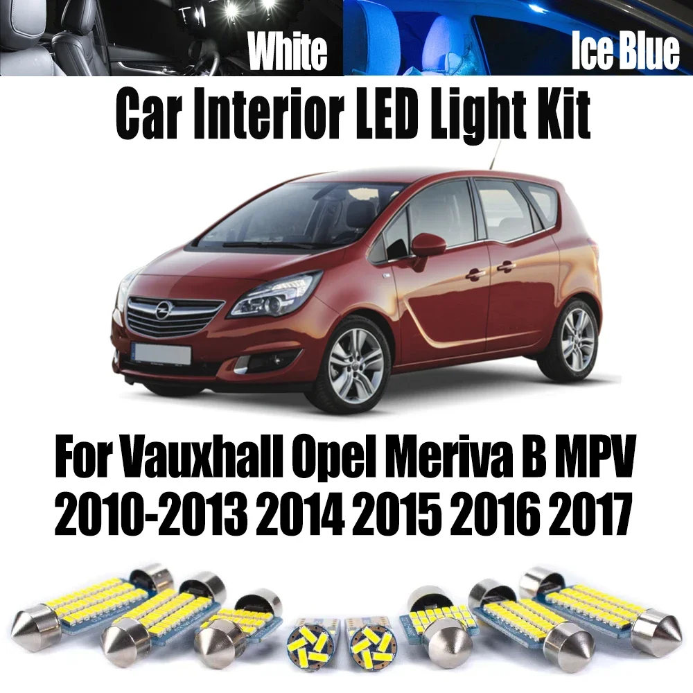 

11Pcs Canbus LED Interior Map Dome Reading Bulbs Light Kit For Vauxhall Opel Meriva B MPV 2010-2017 No Error Car Accessories