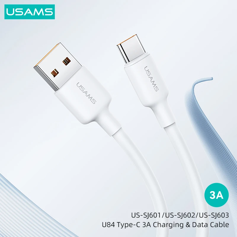 USAMS U84 USB Type C Data Core Wire USB Cable For iPhone 14 13 12 Pro Max iPad Fast Data Charging Charger Xiaomi  Huawei Samsung