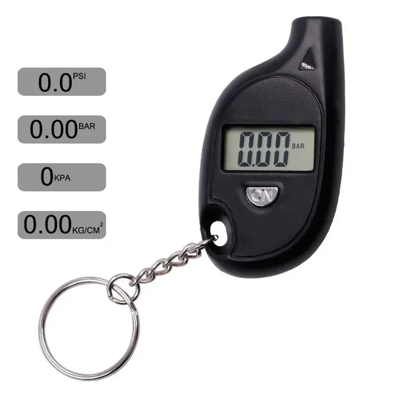 Mini Keychain Style Tire Gauge Digital Lcd Display Car Tire Air Pressure Tester Meter Auto Car Motorcycle Tire Safety Alarm