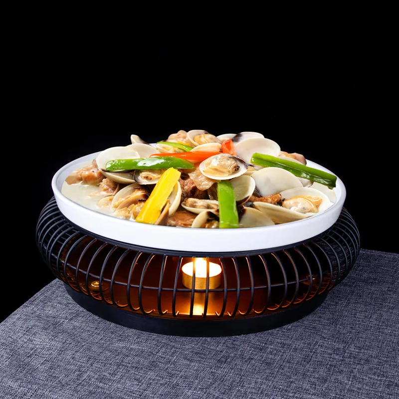 Chinese Food Hotel Restaurant Personalized Creative Open-End Tableware Can Hold Candle Heating Insulation Liyuan Stove Artistic