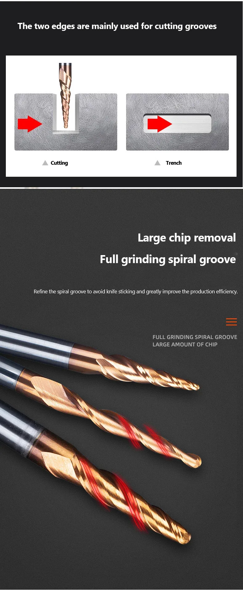 2 Flutes Carbide Spiral Tapered Ball Nose End Mill 4 6 8mm Shank Router Bit Woodworking CNC 3D Carving Bits Wood Milling Cutter