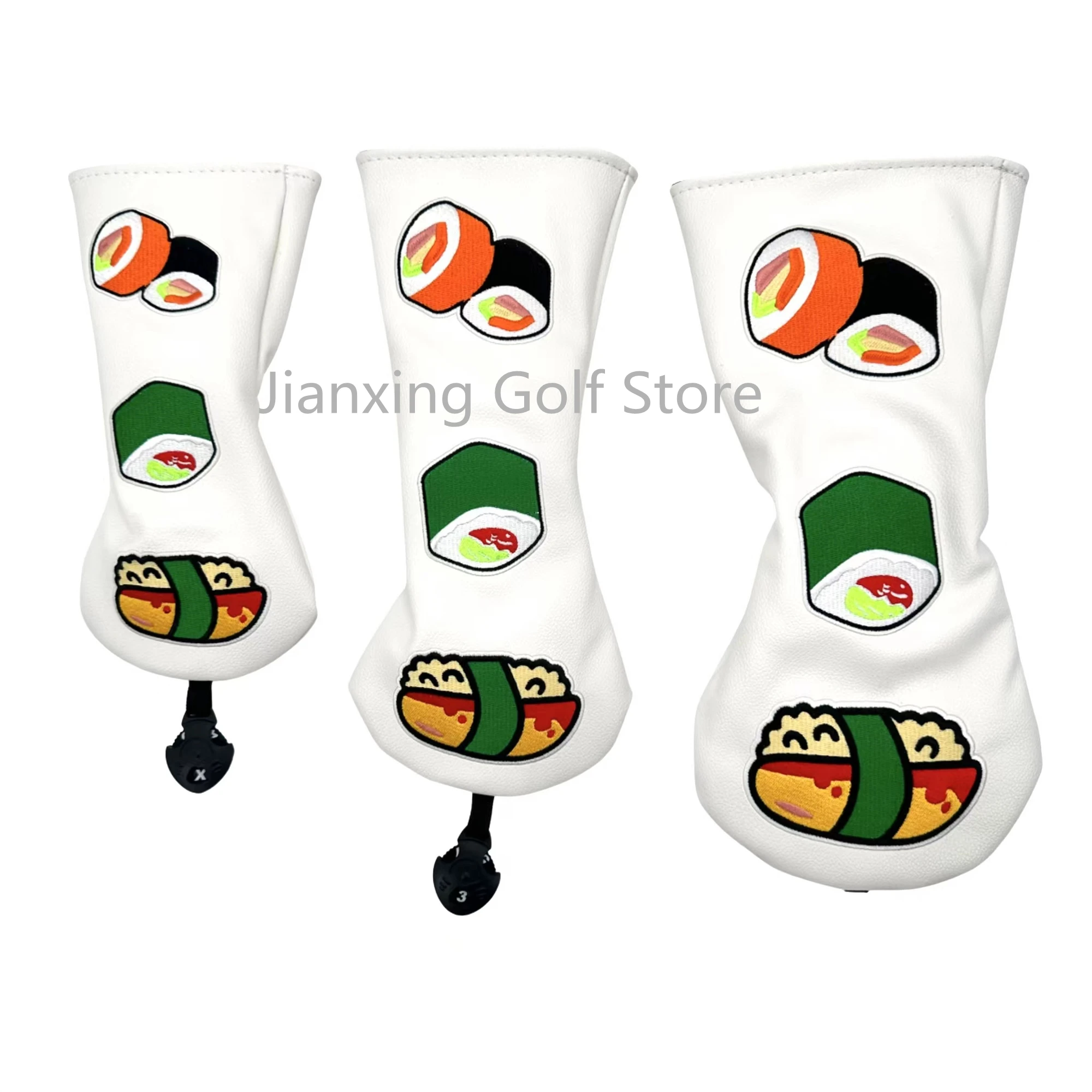 Golf Sushi pattern Head cover Driver Head Covers Fairway Wood Head Covers Hybrid Head Covers Putter Cover Pu Leather