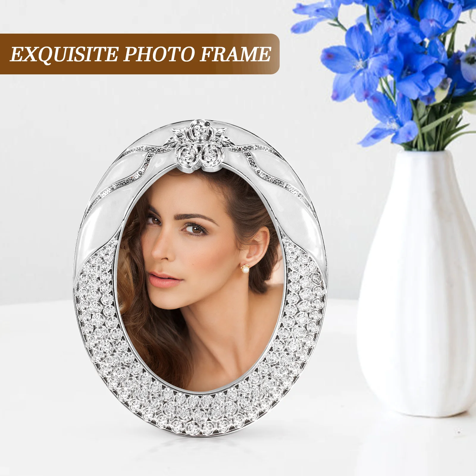 

Vintage Picture Frame Oval Resin Tabletop Photo Display Home Decor Retro Style Landscape Desktop Frame