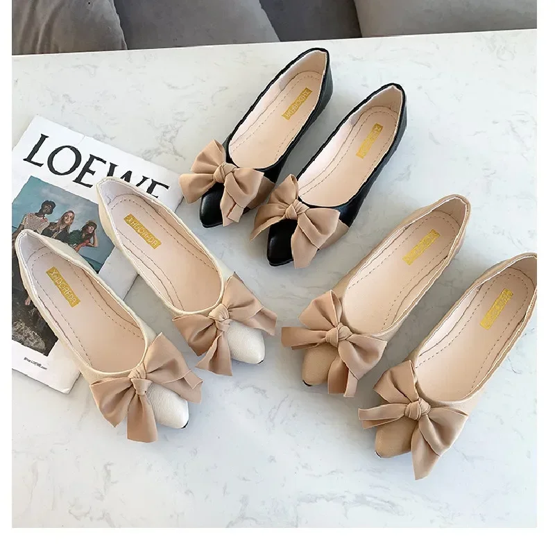 Women Flats Ballet Shoes Female Flats Office Work Shoes   Loafers Flat Shoes Bow One Pedal Casual Beanie  2024