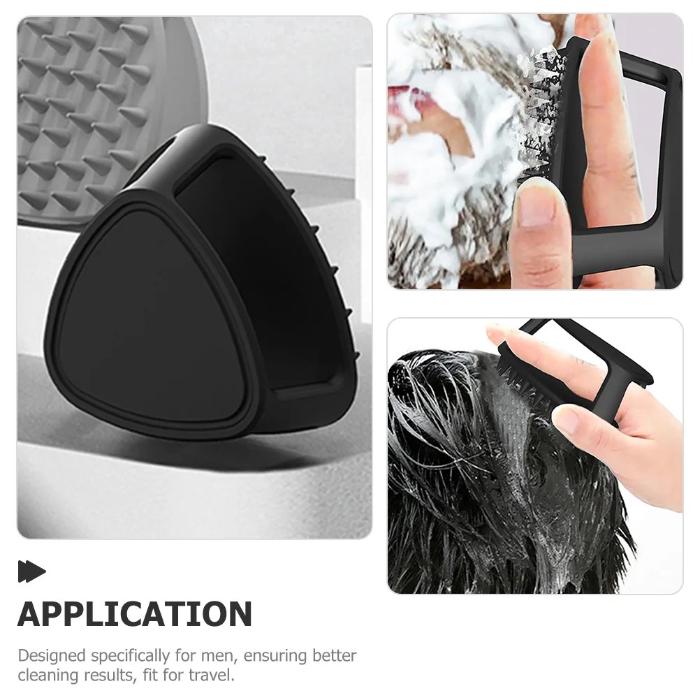 Brosse à barbe en Silicone noir, nettoyage doux, cheveux, visage, douche, cuir chevelu, pellicule, peigne exfoliant, taille voyage