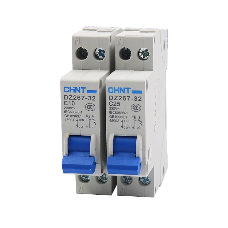 

1P+N 10A 16A 20A 25A 32A Household Mini Circuit Breaker 2in 2out Miniature Air Switch 1.5-6mm² Copper Cable Din Rail Mounting