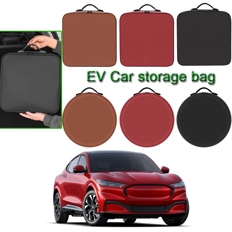 EV Car Charging Cable Storage Box Fit For Ford Mustang Mach-E Tourneo Courier Connect Electric Vehicle Charger Cables Carry Bag