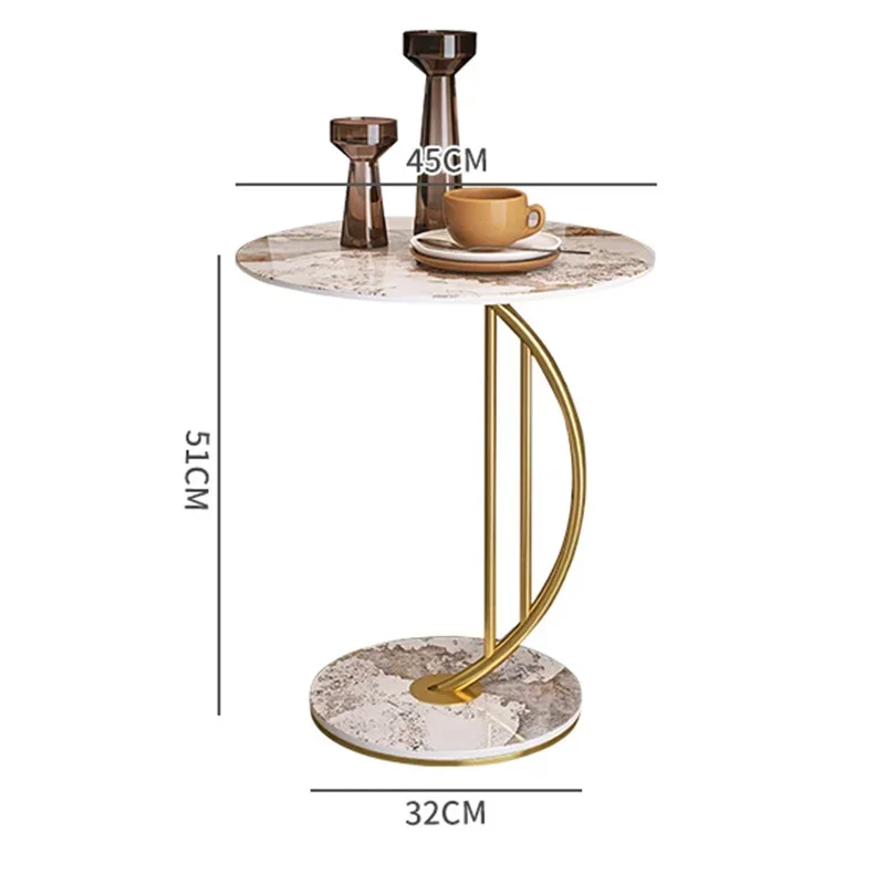 프리미엄 북유럽 대리석 커피 테이블 북, 라운드 서비스 차 커피 테이블 콘솔 홀, 독특한 코너 스토릭 카우위 홈 가구