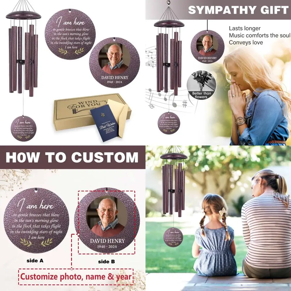 

Мемориальные колокольчики с индивидуальным фото для потери отца, подарок презерватива для прекращения сердечек