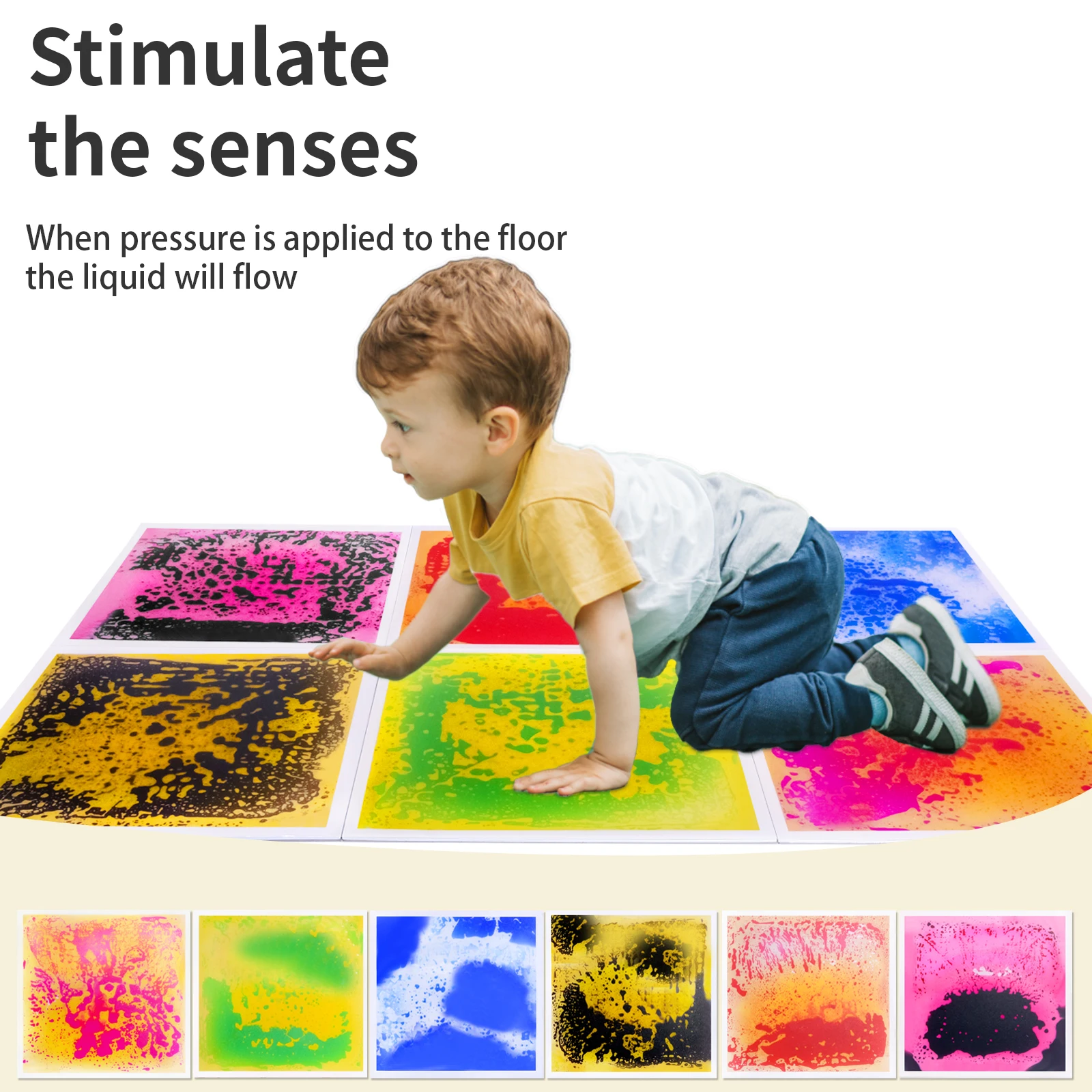 6 Stück sensorische Matten für Kinder, Farbwechsel-Bodenpolster für Bewegungszonen – sensorische Unterlage zum Spielen und Lernen von Kindern