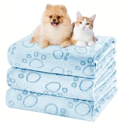 New Soft Fluffy High Quality Pet Blanket Blue Cute Cartoon Pattern Pet Mat Warm and Comfortable Blanket for Cat Dogs