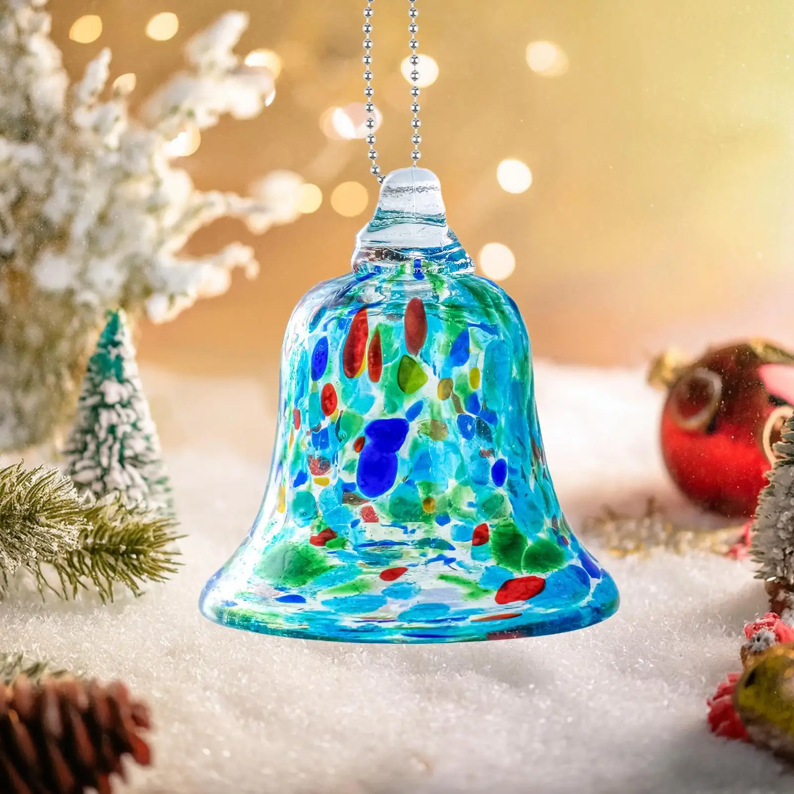 Campanas de árbol de Navidad, decoraciones de fiesta de cristal, adornos de campana de Navidad, decoración navideña para pared interior, puerta, ventana, chimenea