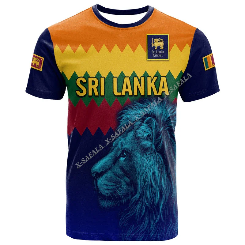 

Flag Sri Lanka Lions Cricket 3D Printed T Shirt Top Tee Men Quick Dry Breathable Adult Men Short Sleeve