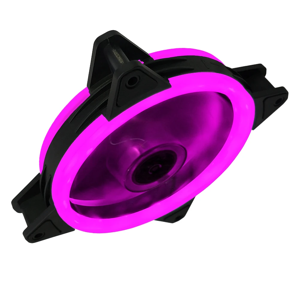 

1PC 12CM Mute Computer Fan Cool LED Computer Fan Double Aperture RGB Cooling Fan Desktop Computer Main Case Fan for Home Dorm (P