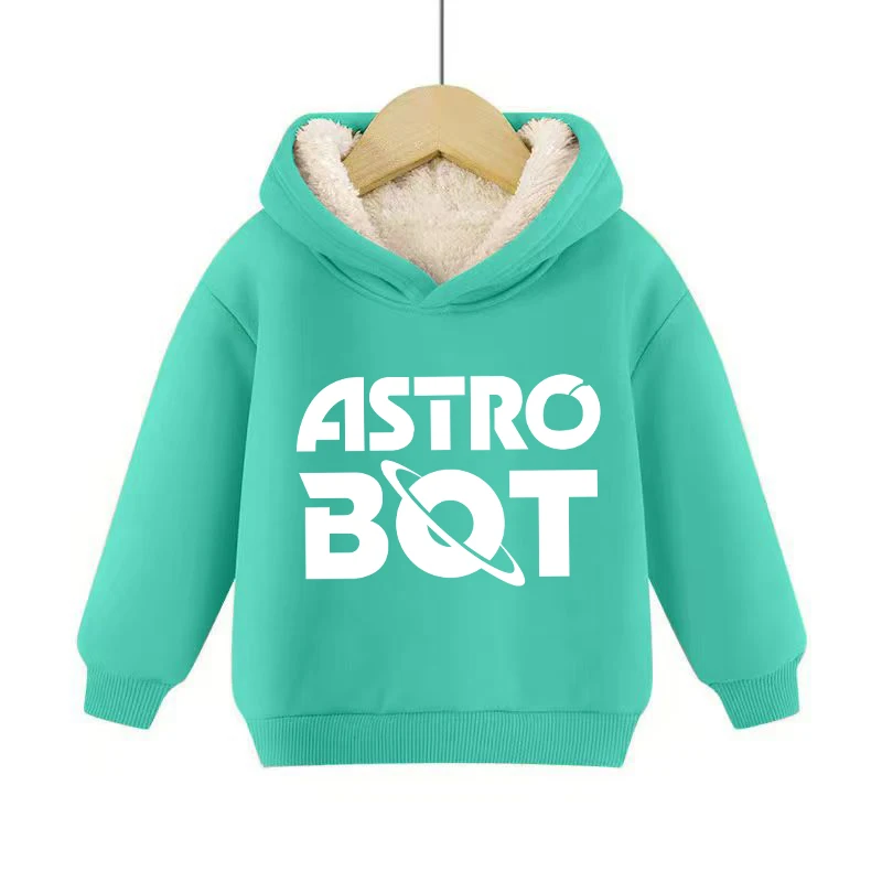 Astro bot lã de cordeiro com capuz para crianças anime dos desenhos animados moletom com capuz meninos meninas inverno moda roupas quentes crianças