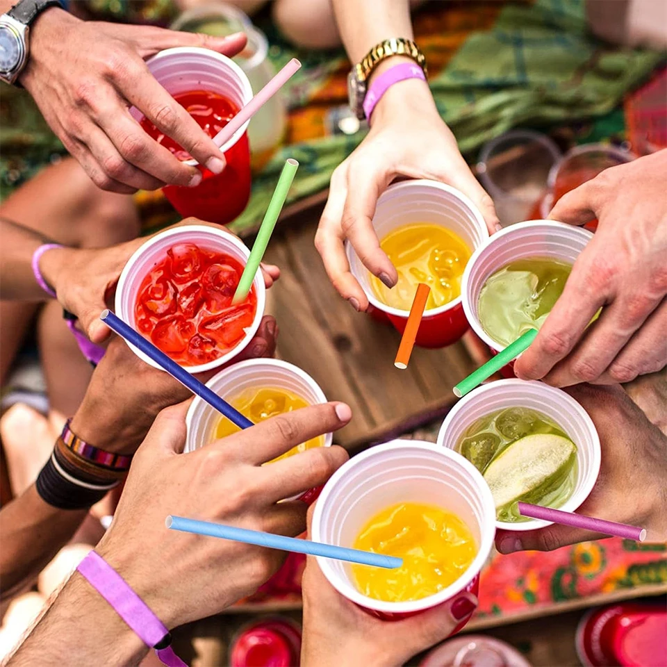 25/50/100PCS Disposable Paper Straws Solid Color Drinking Straws for Birthday Party Wedding Christmas Event Decoration