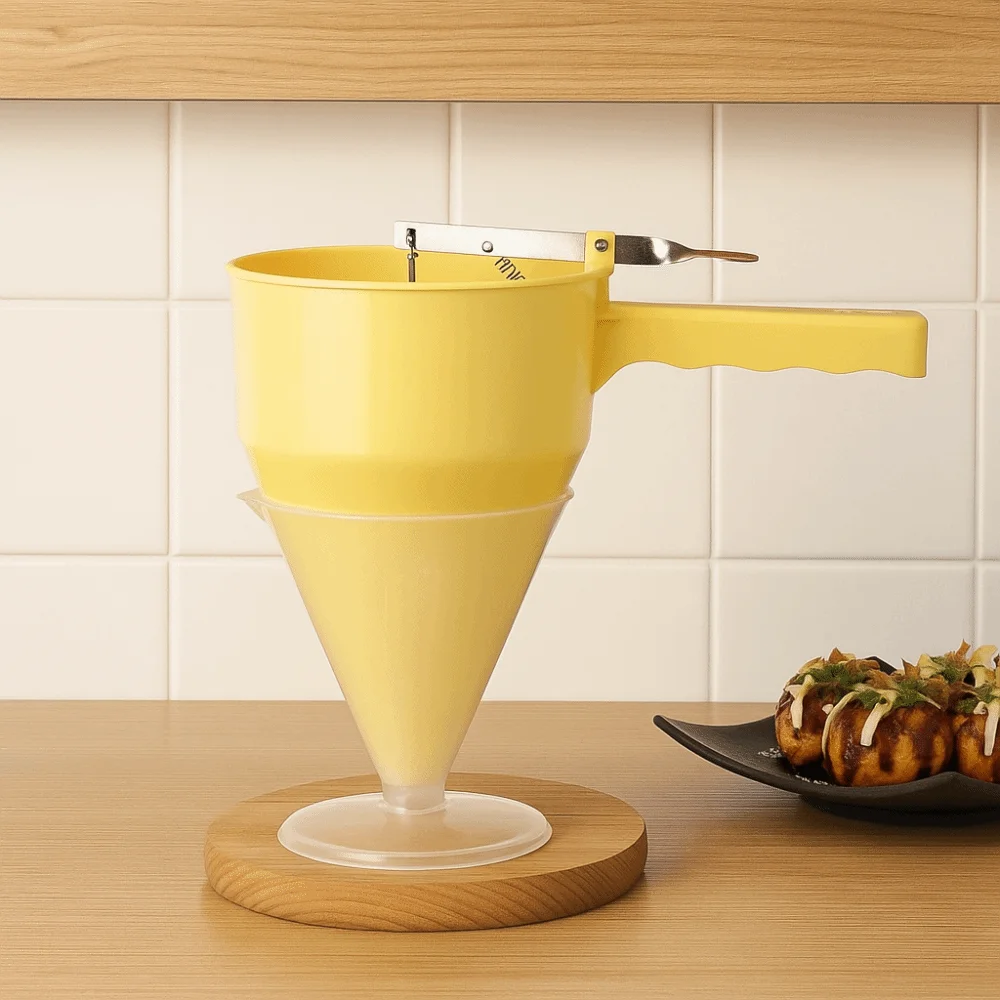 موزع الخليط القابل للتعديل، قمع المطبخ سهل الاستخدام مع مقبض حامل، أدوات خبز كرة الطعام الصغيرة البلاستيكية #2