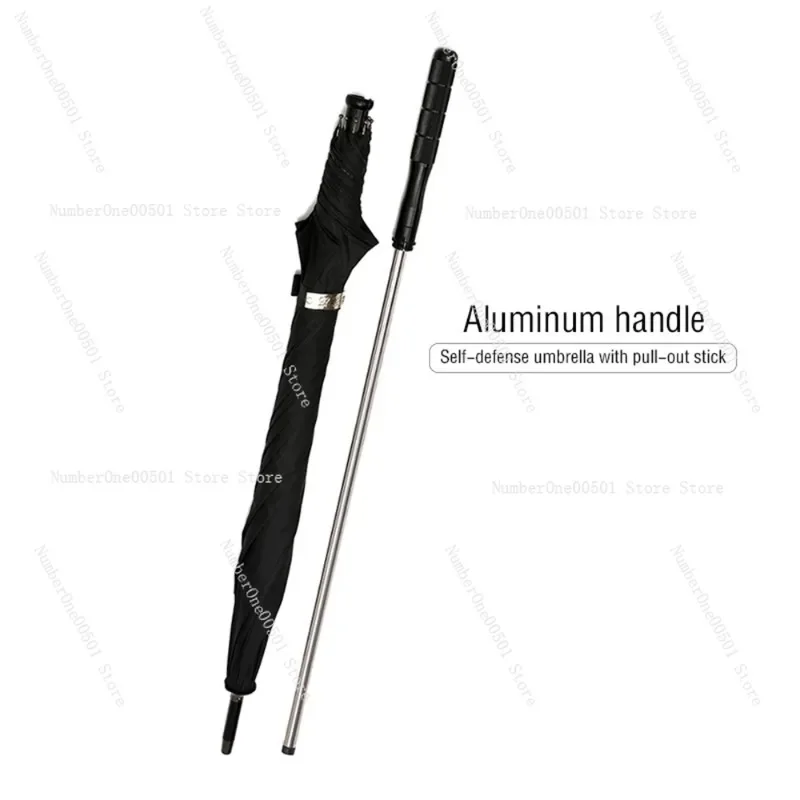 2 in 1 Self Defense Cane Stick Sturdy Windproof UV Protection Umbrella for Hiking Go Out When It Rains