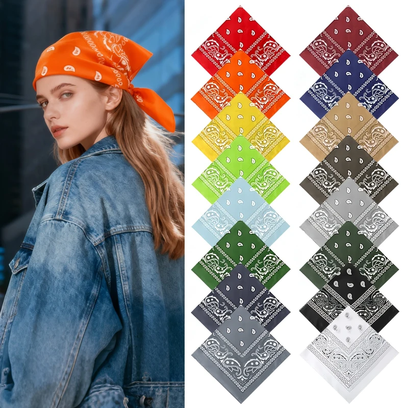 Unisex Men Women Bandana Hairband Cowboy Mens Biker Sports Headwear Wrist Hairwrap Single Sided Head Wrap Scarf Paisley