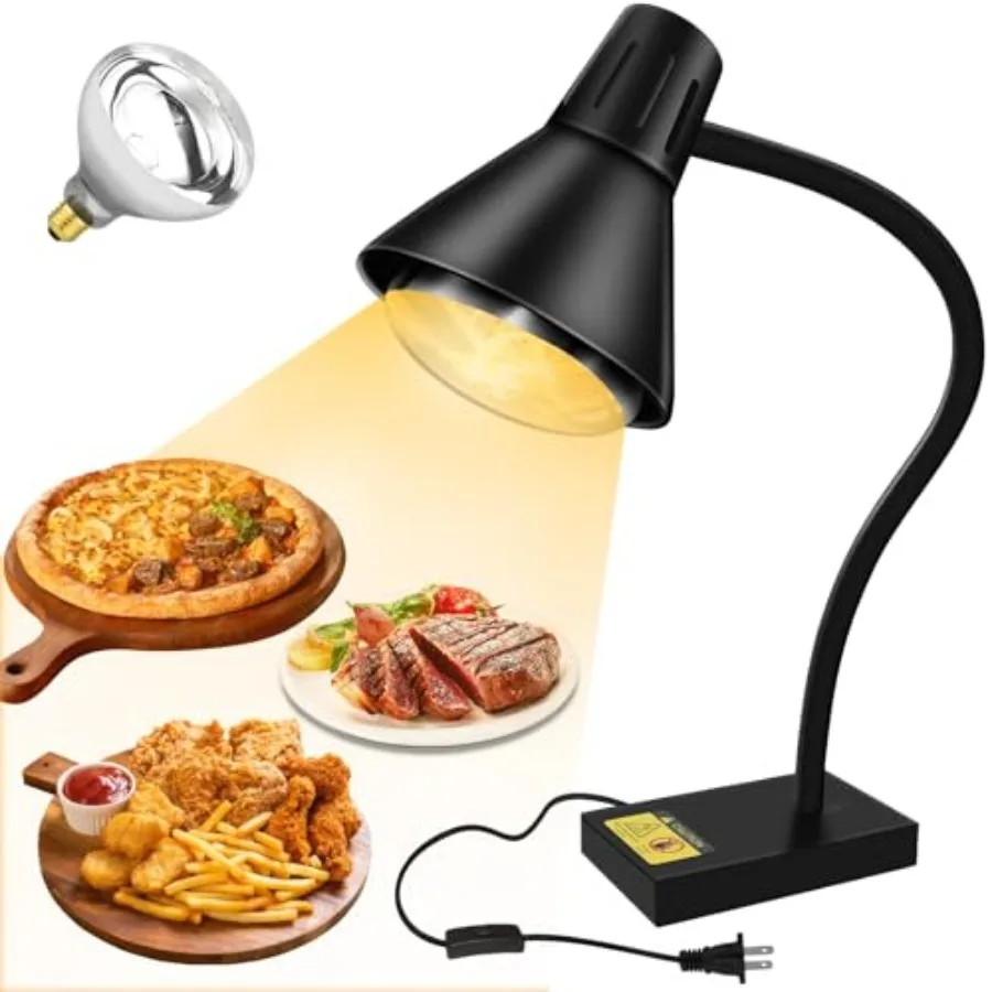 Heat Lamp for Food, Commercial Food Warmer 250W Bulb Stainless Steel Catering Food Warming Lamp Portable Electric Food Warmer f