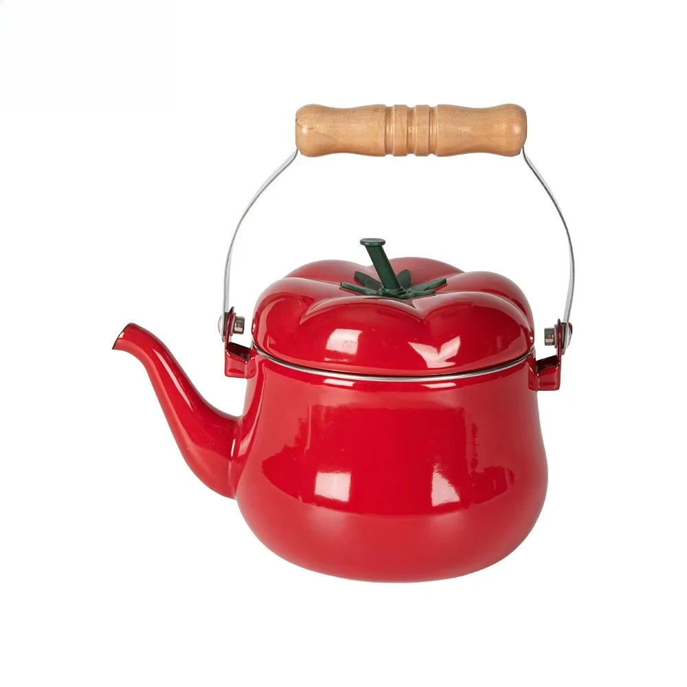 

Новый дизайн, милый томат в форме 1,5 л, эмалированный чайник, эмалированный чайник, кофейник