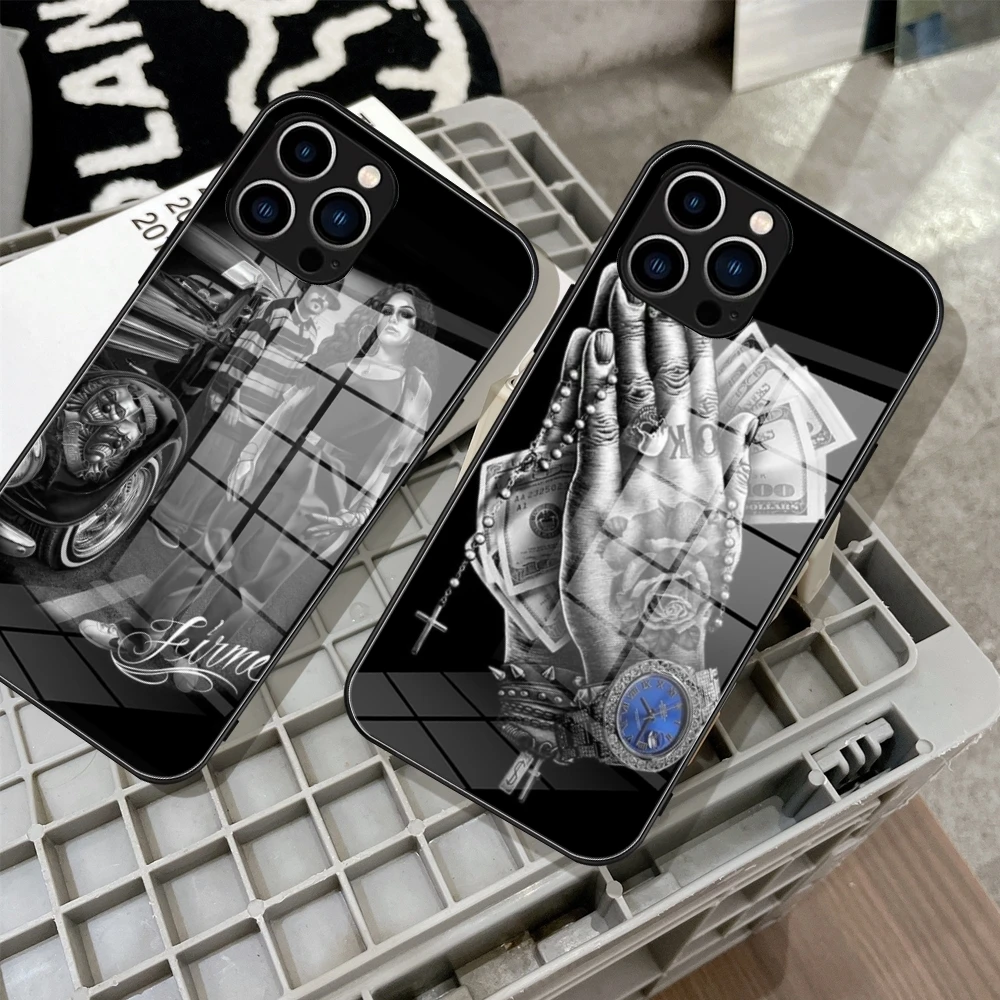 Chicano Culture Fashion Phone Case Tempered Glass For IPhone 15 14 11 12 Pro Plus 13 14 Pro Samsung S24 Ultra S23 Fe S22 Covers