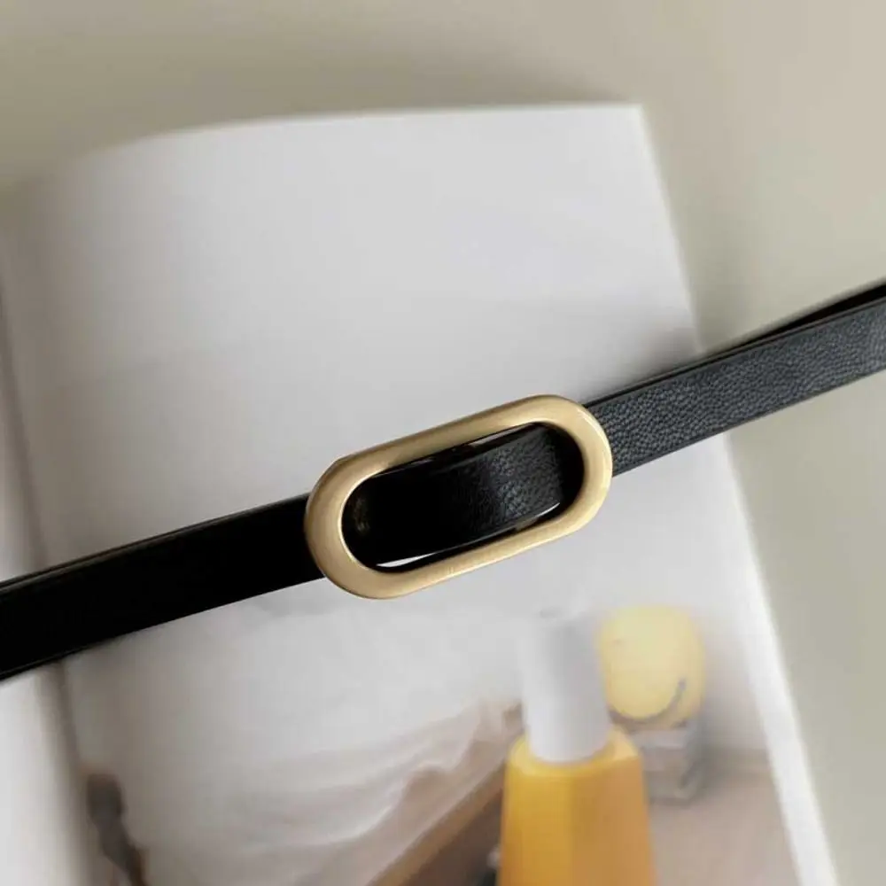 ชุดเดรส Jin Gaya Korea ทรงรีเข็มขัดขนาดเล็กหนัง PU เรียบง่ายสำหรับผู้หญิงใหม่เข็มขัดสานย้อนยุคแนวแฟชั่นทรงรีขนาดเล็ก