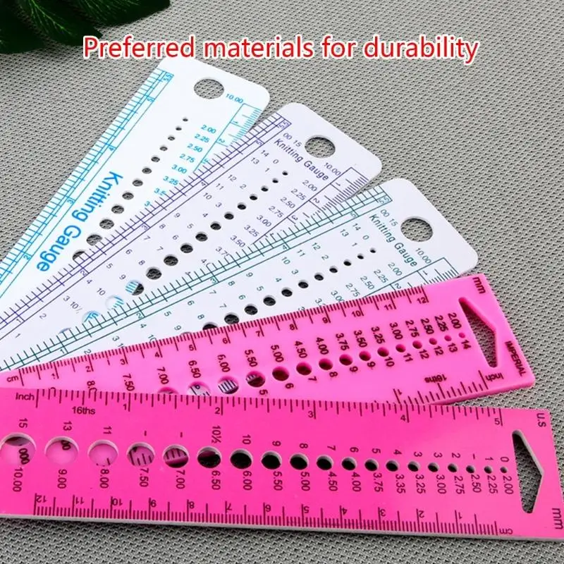 A9BC Plastic Knitting Gauge Needle Ruler Gauge Ruler Sewing Tools for Sewing Needle, Knitting Needle Geometric Template Ruler