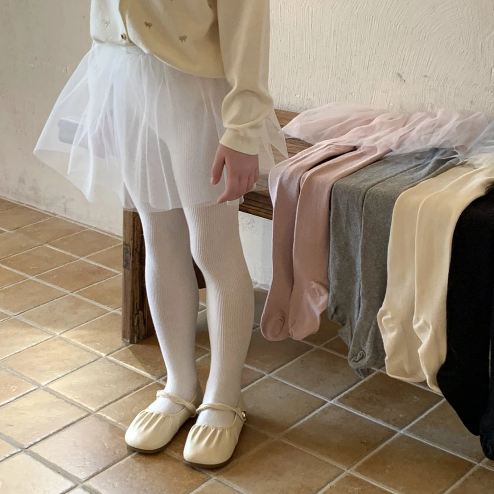 

0-6Years Toddler Girls Legging with Tulle Skirt Cute Solid Color Pantyhose Stretch Waist Tights Baby Legging for Kids Infant